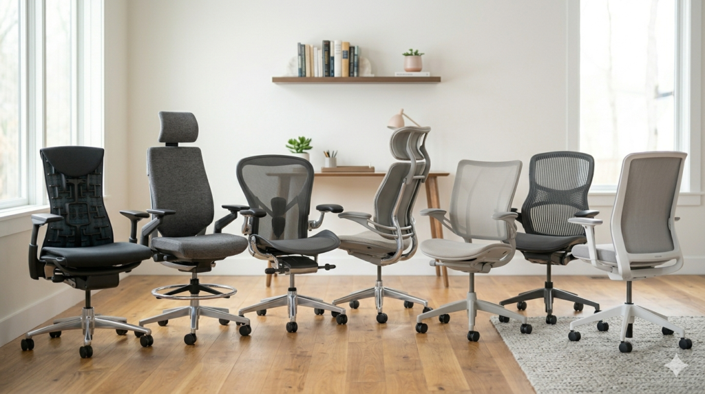 Best office chairs for neck pain showing multiple ergonomic chairs for comparison and support